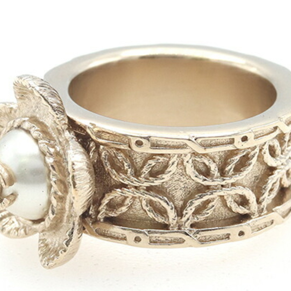 CHANEL Gold Pearl Logo Ring - Picture 3 of 7